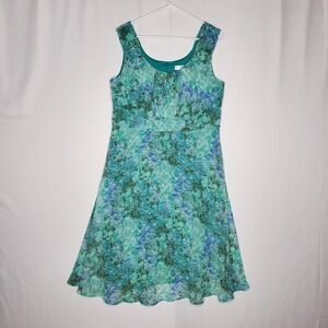 Vtg Dressbarn Empire Dress 14 Ditsy Garden Floral Cottagecore Church Feminine